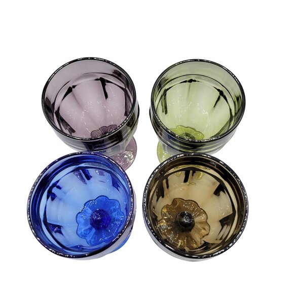 Libbey Gibraltar Duratuff Ice Tea Glasses Paneled Goblets Multicolor Set of 4 - Picture 2 of 5